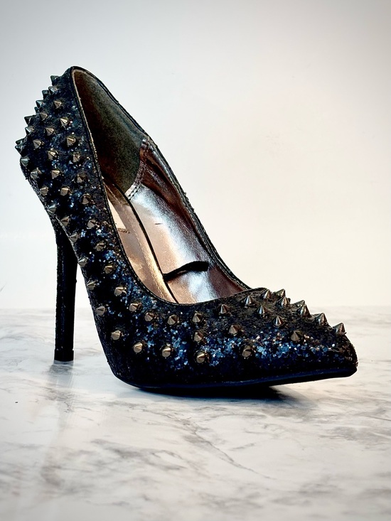 Steve Madden Shoes - Steve Madden Black Studded Glitter Stiletto Heel